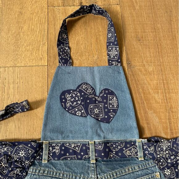 Cute Handmade Jeans Denims Apron Chef Cooking Baking Gardening Painting DIY - Picture 3 of 5